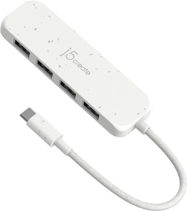 Main image of j5create 4-in-1 USB-C to 4-Port Type-A Hub(Eco-Friendly), 4 USB-A with 10Gbps SuperSpeed, USB-C Dongle | Compatible with MacBook Pro, MacBook Air, iPad, Mac mini and More Type C Devices(JCH341EW)
