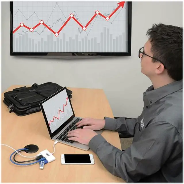 Alt view image 2 of 3 - Tripp Lite U444-06N-HGU-C USB-C-HDMI External Video Adapter with USB-A Hub, USB-C PD Charging Port & Gigabit Ethernet Port (GbE)