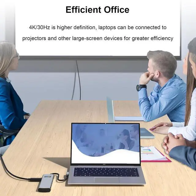 Alt view image 5 of 7 - Wisoqu USB C Hub, 12 in 1 Multiport Adapter, USB C/M to HDMI, VGA, RJ45, USBA A and USB C PD with SD Card Reader, 3.5mm Audio, Laptop Docking Station, Full Functional USB C Dongle