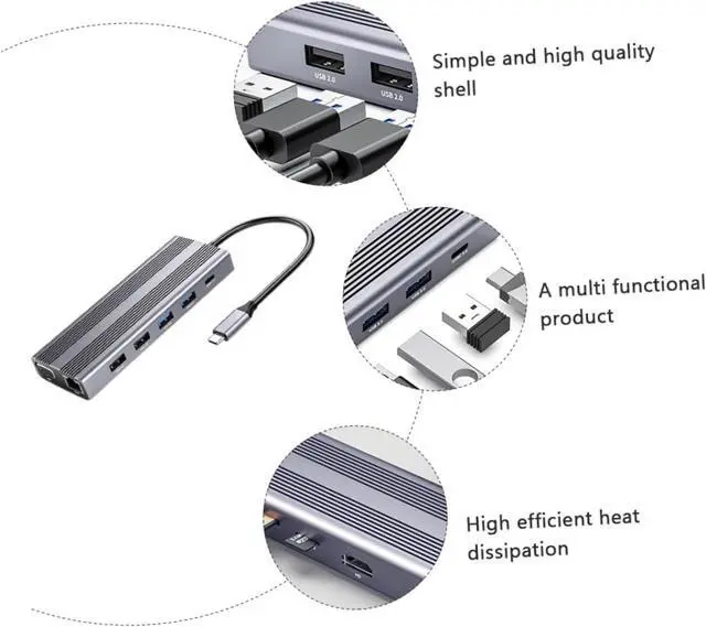 Alt view image 4 of 7 - Uonlytech Portable USB Hub Type-c Multi-Port Docking Station for Computer Accessories