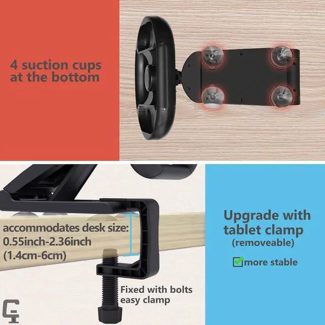 Alt view image 4 of 6 - Controller Steering Wheel for Nintendo Switch 2 (2025) Gaming Racing Wheel Stand, Table Attachment with 4 Table Suction Cup & Upgraded Bolt Base  for JoyCon 2  Enhanced Stability for Immersive