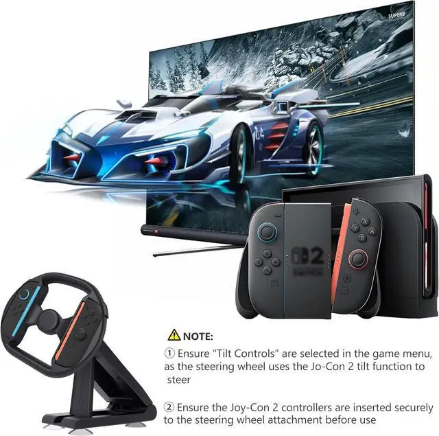 Alt view image 3 of 6 - Controller Steering Wheel for Nintendo Switch 2 (2025) Gaming Racing Wheel Stand, Table Attachment with 4 Table Suction Cup & Upgraded Bolt Base  for JoyCon 2  Enhanced Stability for Immersive