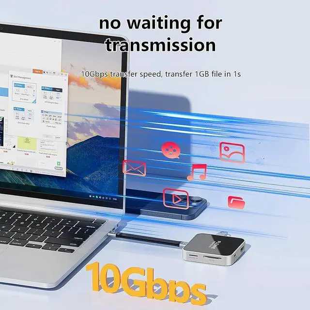 Alt view image 5 of 7 - Magnetic Tpye-C Hub USB C Docking Station 8 in 1, PD100W/ USB3.2 10Gbps/ SD/TF/HD 4K@60Hz/ 3.5mm Audio for iPhone 15 16 Pro Max Plus MacBook Air Pro and Other Type-C Devices