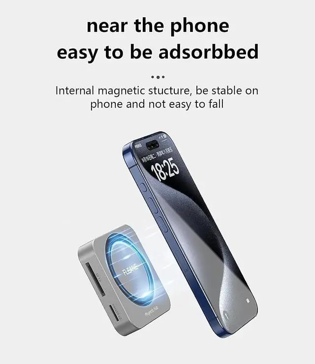 Alt view image 3 of 7 - Magnetic USB C Hub 8 in 1 & Type-C Docking Station M.2 NVMe 2230 SSD Enclosure, 4K@60Hz HDMI 10Gbps USB-A/USB-C 3.2 SD/TF 3.0 Card Solt AUX 100W PD for iPhone 15 16 MacBook Pro Air Laptop