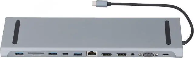 Main image of Type C Docking Station, 12 in 1 USB C Hub Multiport Adapter Dongle with 100W Fast Charging, Laptop Docking Station for Office