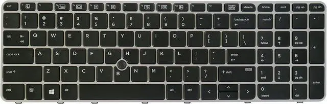 Main image of AUTENS Replacement US Keyboard for HP EliteBook 850 G3 / 850 G4 / 755 G3 / 755 G4 Laptop Silver Frame with Pointer Backlight