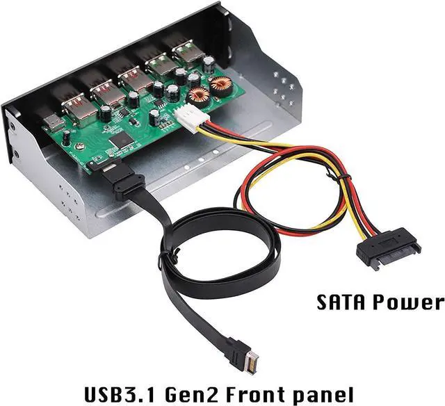 Alt view image 4 of 6 - EZDIY-FAB 5.25in 10Gbps USB 3.1 Gen2 HUB and Type-C Port,with QC 3.0 Quick Charging