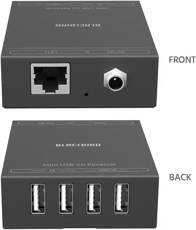 Alt view image 3 of 6 - Monoprice Blackbird 4-Port USB 2.0 Extender Over Cat5e/6-50 Meters (164 Feet) Plug and Play, No Driver, for Windows, MacOS, Android, Linux