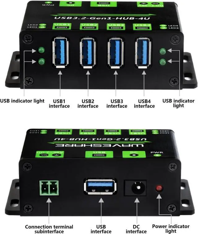 Alt view image 5 of 7 - USB 3.2 Hubs with Four Fast Speed Expansion Port and Onboards Power Supply for Electronic Enthusiasts