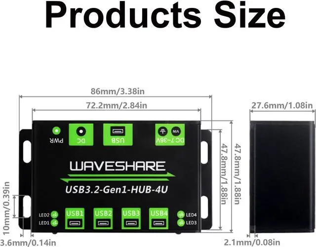 Alt view image 7 of 7 - DIDILLX Fast Speed 4 Port USB 3.2 Gen1 Hubs With 7 36V Power Interfaces For Stable Device Charging