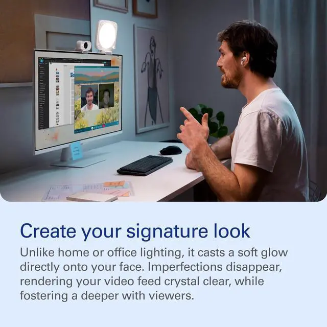 Alt view image 4 of 7 - Elgato Neo Video-Lighting Bundle - Facecam Neo Full HD Webcam (Light Correction), Key Light Neo (Onboard Controls) - Video Calls, Recording - Zoom, Teams