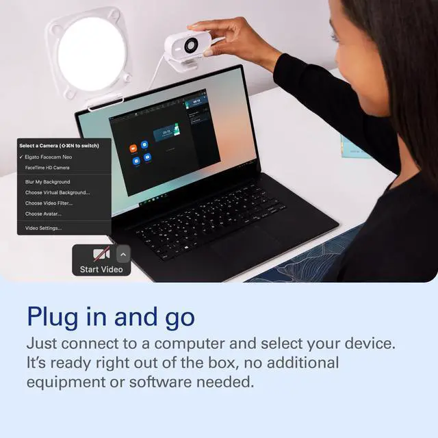 Alt view image 2 of 7 - Elgato Neo Video-Lighting Bundle - Facecam Neo Full HD Webcam (Light Correction), Key Light Neo (Onboard Controls) - Video Calls, Recording - Zoom, Teams