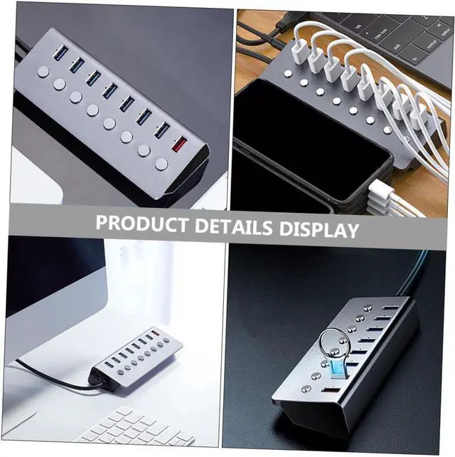 Alt view image 3 of 7 - Gadpiparty 1pc Port USB Hub Independent for Data Transfer and Charging Compact USB Splitter for Business Travel