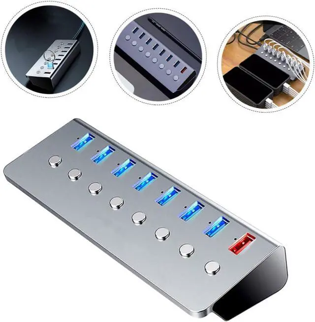 Alt view image 4 of 7 - Gadpiparty 1pc Port USB Hub Independent for Data Transfer and Charging Compact USB Splitter for Business Travel