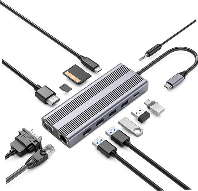 Alt view image 7 of 7 - BELLIFFY USB Hub 3.0 Type-C 12-in-1 Multi Port Data Hub USB Splitter USB Hub Data Dock Plastic Material Lightweight