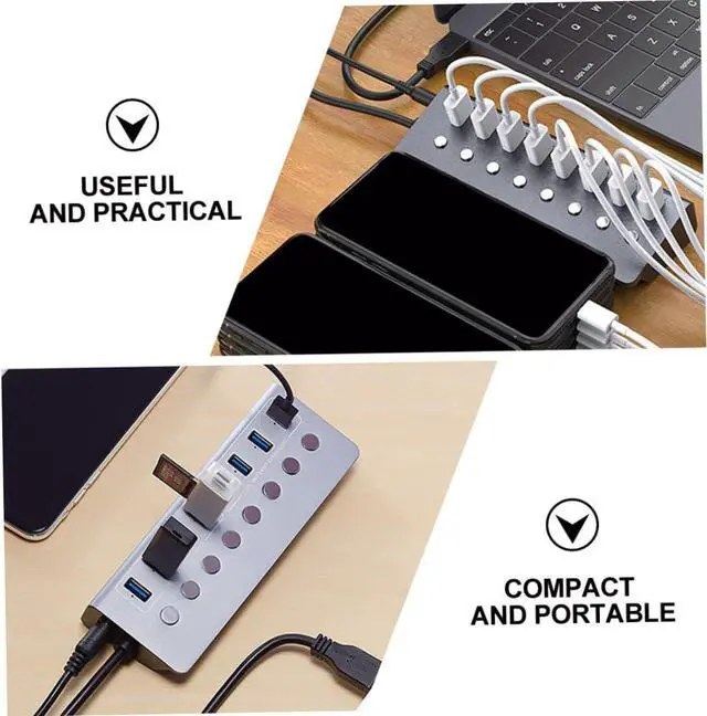 Alt view image 5 of 7 - GAROZATION 1pc Port USB Hub Charging Port Compact USB Splitter for Home Office and Travel Independent for for