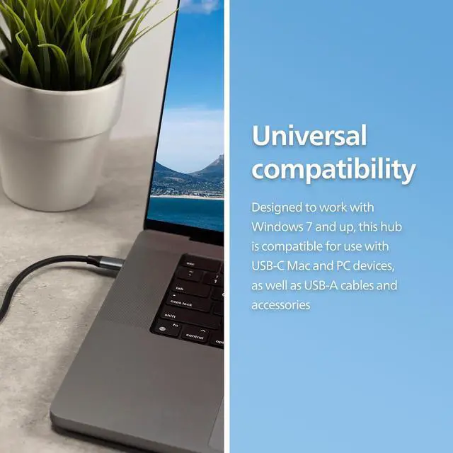 Alt view image 4 of 5 - Philips USB C to USB Hub for Laptop, 4 USB 2.0 Ports, USB C Hub Multiport Adapter for MacBook Pro, MacBook Air, 480 Mbps Data Transfer Speed, USB C Laptops Docking Station, SWL3573S/37