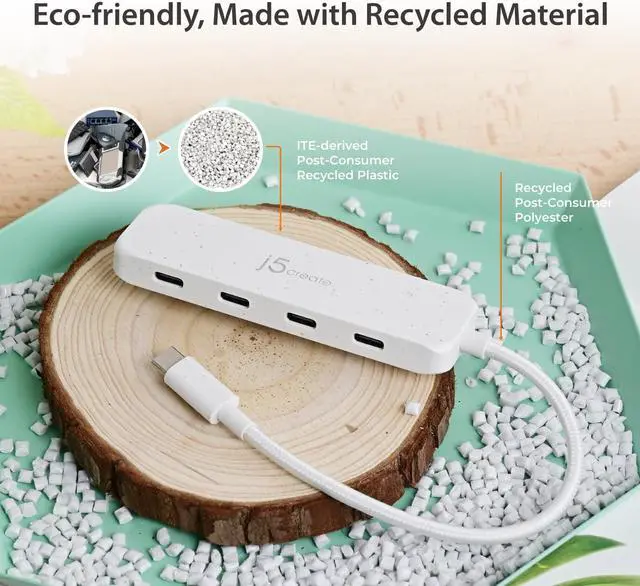 Alt view image 2 of 7 - j5create 4-Port USB-C Hub (10 Gbps, Eco-Friendly, Compatible with MacBook, iPad, More)