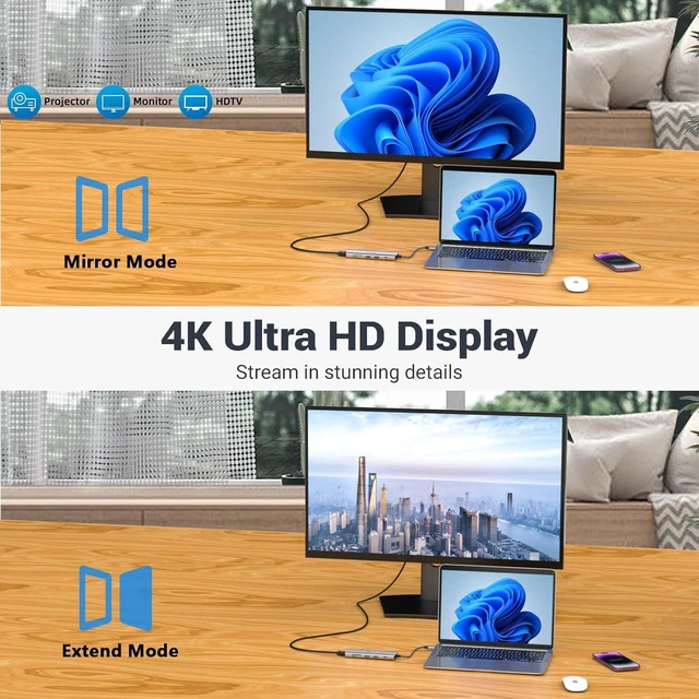 Alt view image 5 of 5 - USB C Hub, TOTU USB C 20w PD Docking Station with 4K HDMI, 2*USB 3.0 Type-A, USB C Hub Adapter for MacBook in Mac OS & Windows, USB C Data Transfer Port, 2*USB 2.0 Type-A, SD/TF
