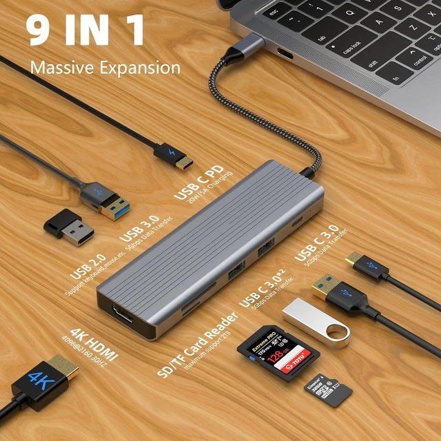 Alt view image 3 of 5 - USB C Hub, TOTU USB C 20w PD Docking Station with 4K HDMI, 2*USB 3.0 Type-A, USB C Hub Adapter for MacBook in Mac OS & Windows, USB C Data Transfer Port, 2*USB 2.0 Type-A, SD/TF