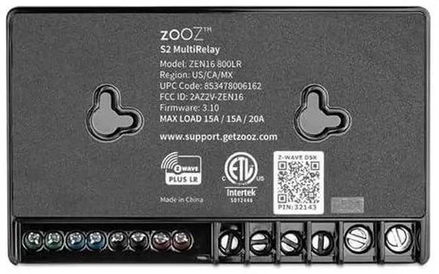 Alt view image 4 of 5 - Zooz Z-Wave Long Range MultiRelay ZEN16 800LR for Garage Doors, Sprinklers, Gas Fireplace; 3 Dry Contact Relays (15A, 15A, 20A); 12-24 V AC/DC or USB C Power; Signal Repeater; Hub Required