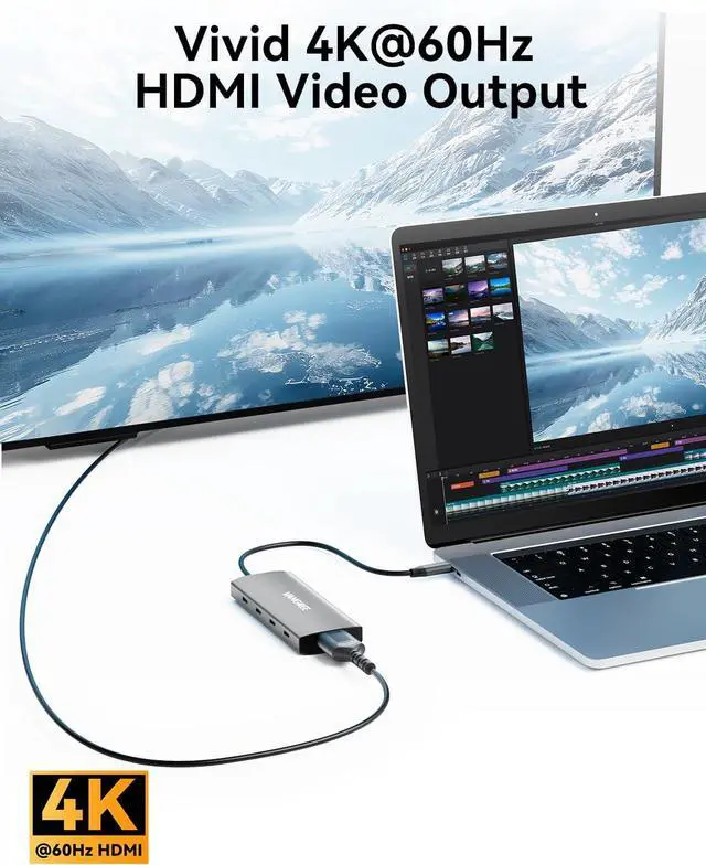 Alt view image 7 of 7 - USB C to USB C Hub 10Gbps 3 USB 3.2 Gen 2 Ports 4K@60Hz HDMI 100W PD 2 USB 3.0 & SD/TF Card Reader USBC Splitter Multiport Adapter for MacBook Pro/Air iMac iPad Pro(Not Support Type-C Monitor)