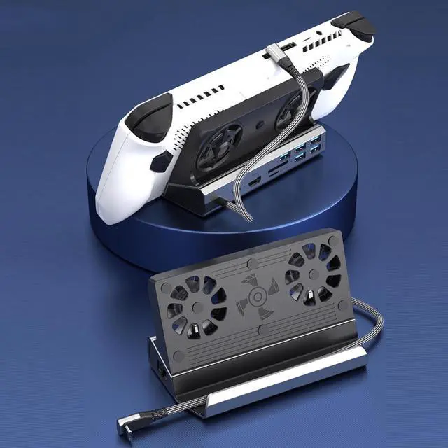 Alt view image 2 of 7 - Zunate 10 In1 Gaming Dock for Go S OLED, 4K 60Hz HDMI, 100W PD Fast Charging, Dual Cooling RGB Fans, Gigabit Ethernet, USB 3.0 Hub Compatible with Steam Deck, ROG Ally, Claw