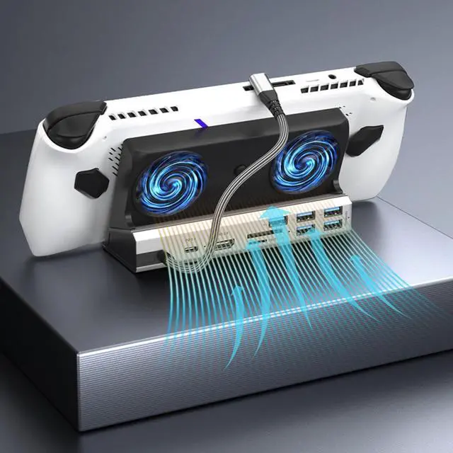 Alt view image 3 of 7 - Zunate 10 In1 Gaming Dock for Go S OLED, 4K 60Hz HDMI, 100W PD Fast Charging, Dual Cooling RGB Fans, Gigabit Ethernet, USB 3.0 Hub Compatible with Steam Deck, ROG Ally, Claw