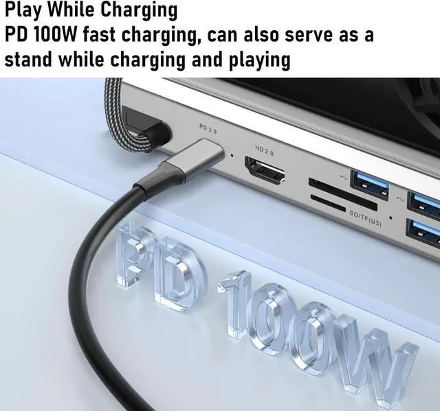 Alt view image 3 of 7 - Goshyda 10 in 1 Game Console Docking Station with Double Cooling Fans & PD 100W, 4K & Gigabit Ethernet for Legion Go S etc, USB 3.0/2.0 & SD TF for Gaming Hub