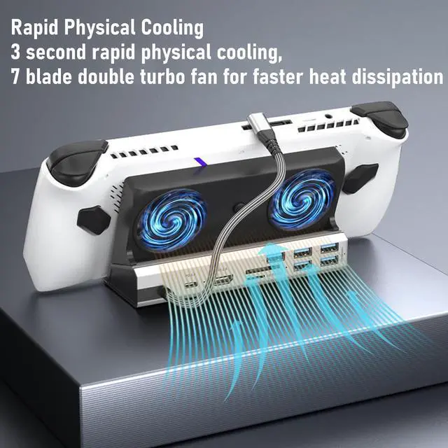 Alt view image 5 of 7 - Goshyda 10 in 1 Game Console Docking Station with Double Cooling Fans & PD 100W, 4K & Gigabit Ethernet for Legion Go S etc, USB 3.0/2.0 & SD TF for Gaming Hub