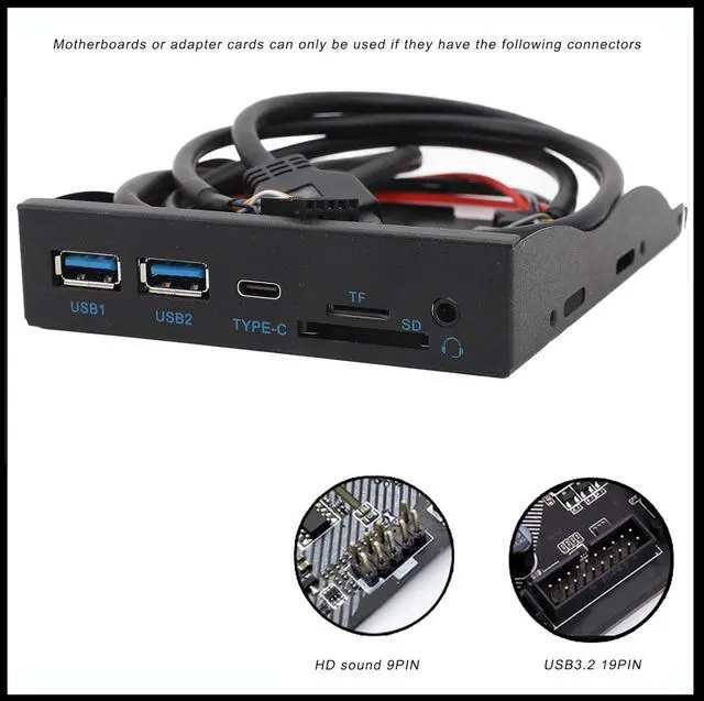 Alt view image 3 of 7 - ciciglow 3.5inch Front Panel Hub, USB3.2 GEN1 5Gbps Floppy Drive Panel 19PIN USB Front Panel with 1 Type C, 2 USB3.0, for XP/7/8/10/11/2003, for OS X, for Linux, ciciglowvrug49705c