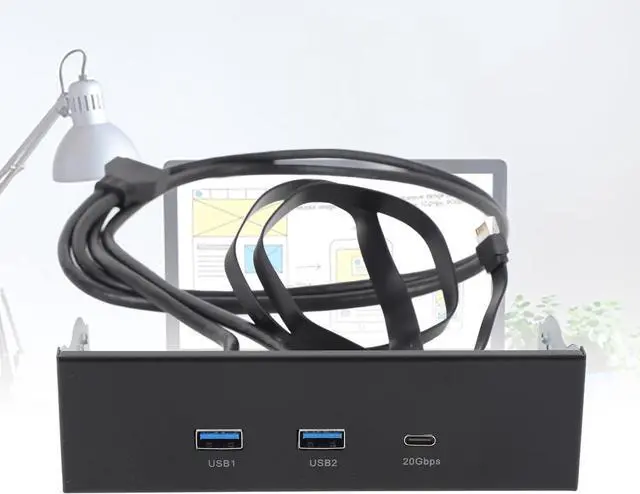Alt view image 5 of 7 - USB Front Panel Hub, GEN2x2 USB A Type C 3 Ports Front Panel USB Hub, 5.25 Inch 19Pin 20Gbps Optical Drive Extension Panel for PC Computer