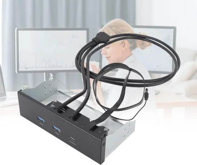 Alt view image 6 of 7 - USB Front Panel Hub, GEN2x2 USB A Type C 3 Ports Front Panel USB Hub, 5.25 Inch 19Pin 20Gbps Optical Drive Extension Panel for PC Computer