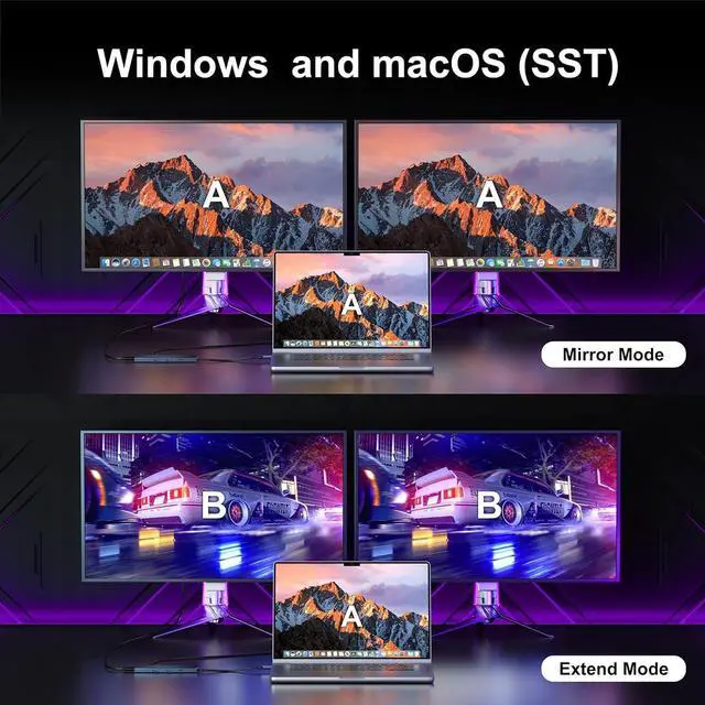 Alt view image 4 of 7 - USB C Docking Station Dual Monitor, KOZYC 8-in-1 USB C Hub with 2 HDMI Ports, USB-C 3.0, 2xUSB-A 3.0, SD/TF, 100W PD, Support HDMI Splitter Extended Display 2 Monitors Compatible with HP, Dell