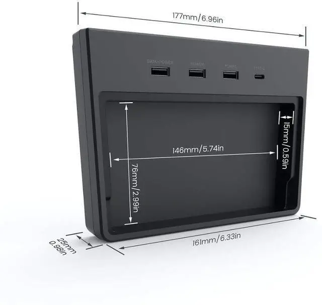 Alt view image 2 of 6 - Car Decoration USB Hub 5 Ports SSD Disk Sticks Center Console Kit USB HUB Memory Storage Box Accessorie Compatible with Tesla Model 3 Wireless Charging Pad