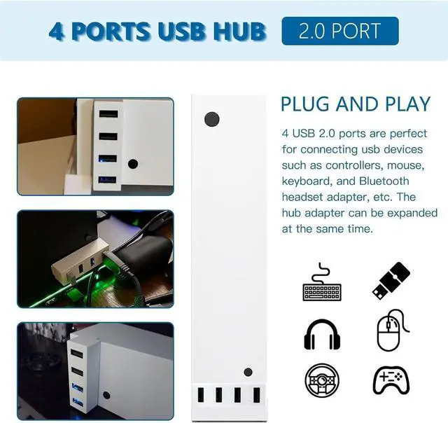Alt view image 4 of 7 - GRABOTE 4 Ports USB Hub 2.0 for Xbox Series S, High Speed USB Hub Splitter Expansion Adapter for Xbox Series S Console
