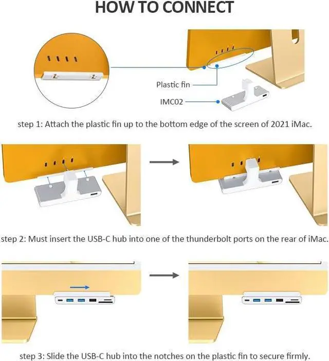 Alt view image 2 of 7 - GIDi USB Type C Docking Hub for iMac 2021 with 2x USB 2.0, 2x USB 3.0, 1x USB C, 1x Micro SD & SD Card Reader