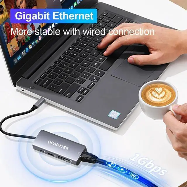 Alt view image 5 of 7 - USB C Docking Station MAC Adapter Multiport usb c to ethernet adapter USBC Multiport 8 in 1 usb c hub with ethernet 1000M 4K HDMI 100W PD Charging USB 3.0 SD/TF Card Reader usbc hub for macbook pro HP