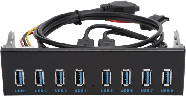 Alt view image 6 of 7 - Yctze USB 3.0 Front Panel with 8 Ports Hub and 19PIN Optical Drive Extension Adapter for PC Computer, 5.25 Internal Front USB 3.2 Hub