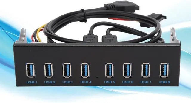 Alt view image 7 of 7 - Yctze USB 3.0 Front Panel with 8 Ports Hub and 19PIN Optical Drive Extension Adapter for PC Computer, 5.25 Internal Front USB 3.2 Hub