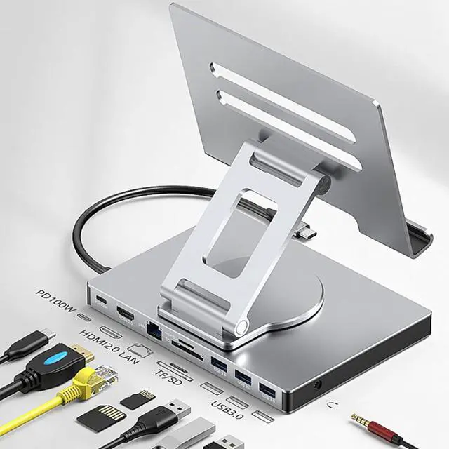 Alt view image 2 of 7 - 8/9 in 1 USB C Docking Station for Tablets USB C Hubs Type C to 4K 60Hz 5Gbps USB3.0 1000Mbps Adapter for PC Laptop