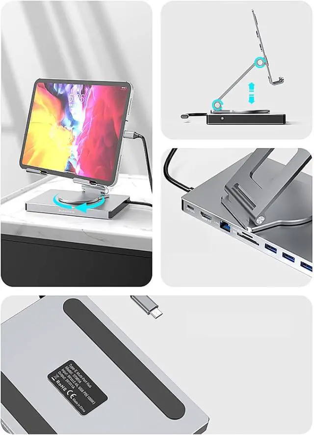 Alt view image 6 of 7 - 8/9 in 1 USB C Docking Station for Tablets USB C Hubs Type C to 4K 60Hz 5Gbps USB3.0 1000Mbps Adapter for PC Laptop