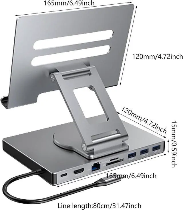 Alt view image 7 of 7 - 8/9 in 1 USB C Docking Station for Tablets USB C Hubs Type C to 4K 60Hz 5Gbps USB3.0 1000Mbps Adapter for PC Laptop