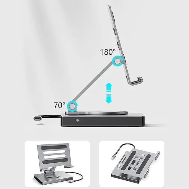Alt view image 3 of 7 - 8/9 in 1 USB C Docking Station for Tablets USB C Hubs Type C to 4K 60Hz 5Gbps USB3.0 1000Mbps Adapter for PC Laptop