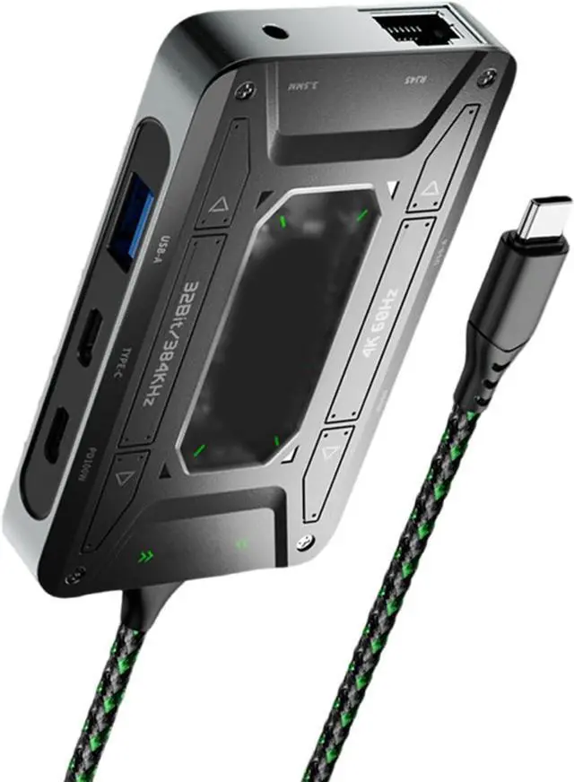 Alt view image 4 of 7 - Docking Station for DS7 Headphone Adapter PD100W 5Gbps Charging, 3.5mm Auditory Type C Adapter 1000M for Game Pad TypeC Hub