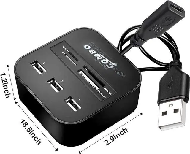 Alt view image 4 of 7 - USB A Hub Expander Long USB2.0 Cable 50FT, Long USB 2.0 Extension Cable with 7 Port (3 USB-A Ports+/TF/SD/MS/M2 Card Reader Ports), USB2.0 Splitter Hub Mouse and Keyboard and All in One