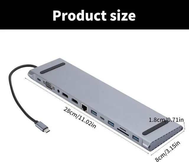 Alt view image 4 of 7 - Multiports USB C Docking Station Adapter with Fast Charging RJ45 100/10Mbps Port Card Readers for Laptops