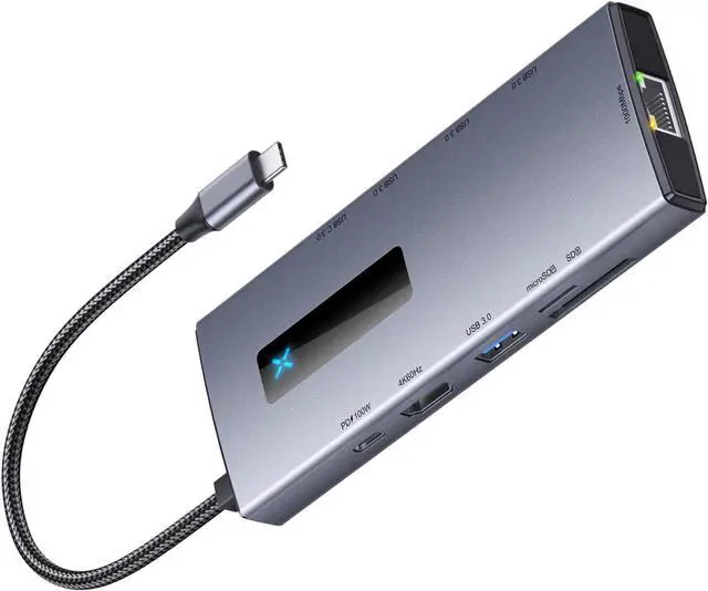 Alt view image 6 of 7 - Intelligent Type C Docking Station Hubs 10 in 1 USB Aluminum USB C Adapter 10 Port Use Simultaneously for Computer