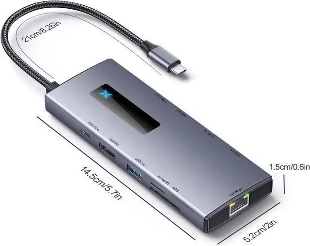 Alt view image 7 of 7 - Intelligent Type C Docking Station Hubs 10 in 1 USB Aluminum USB C Adapter 10 Port Use Simultaneously for Computer