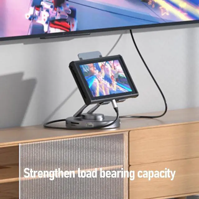 Alt view image 7 of 7 - Jiawu 10 in 1 USB C Docking Station, 360 Rotatable Tablet Stand with USB C Hub 4K HD Multimedia 100W PD Charging Fit for Steam Deck